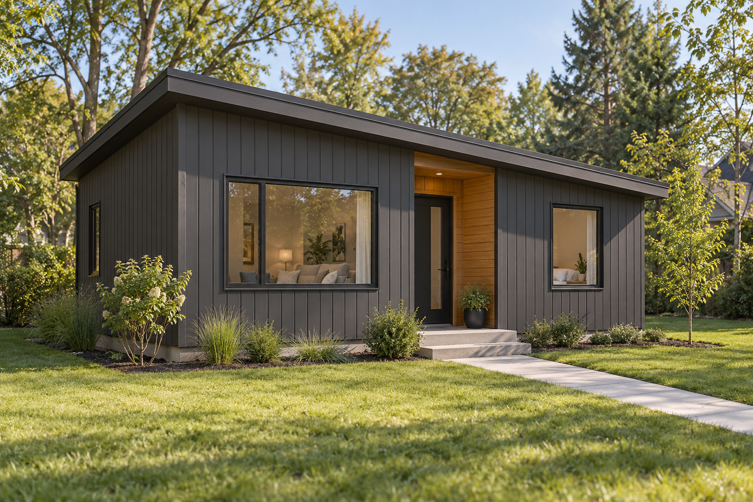 Exterior concept for The Alder, a single-storey 700-square-foot coach house