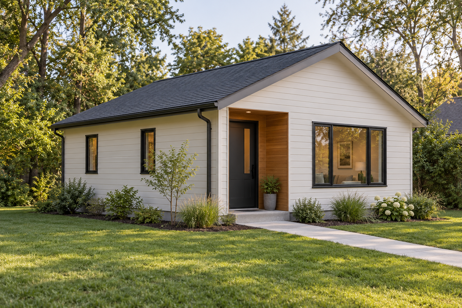 Exterior concept for The Haven, a single-storey 600-square-foot coach house
