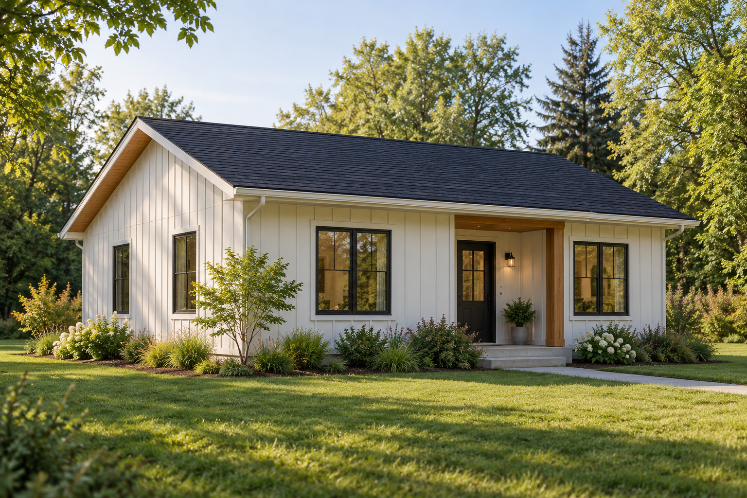Exterior concept for The Meadow, a single-storey 900-square-foot coach house